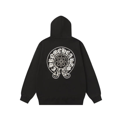 Chrome Hearts Rhinestone Horseshoe Hoodie - Black Gothic Streetwear Sweatshirt 2601